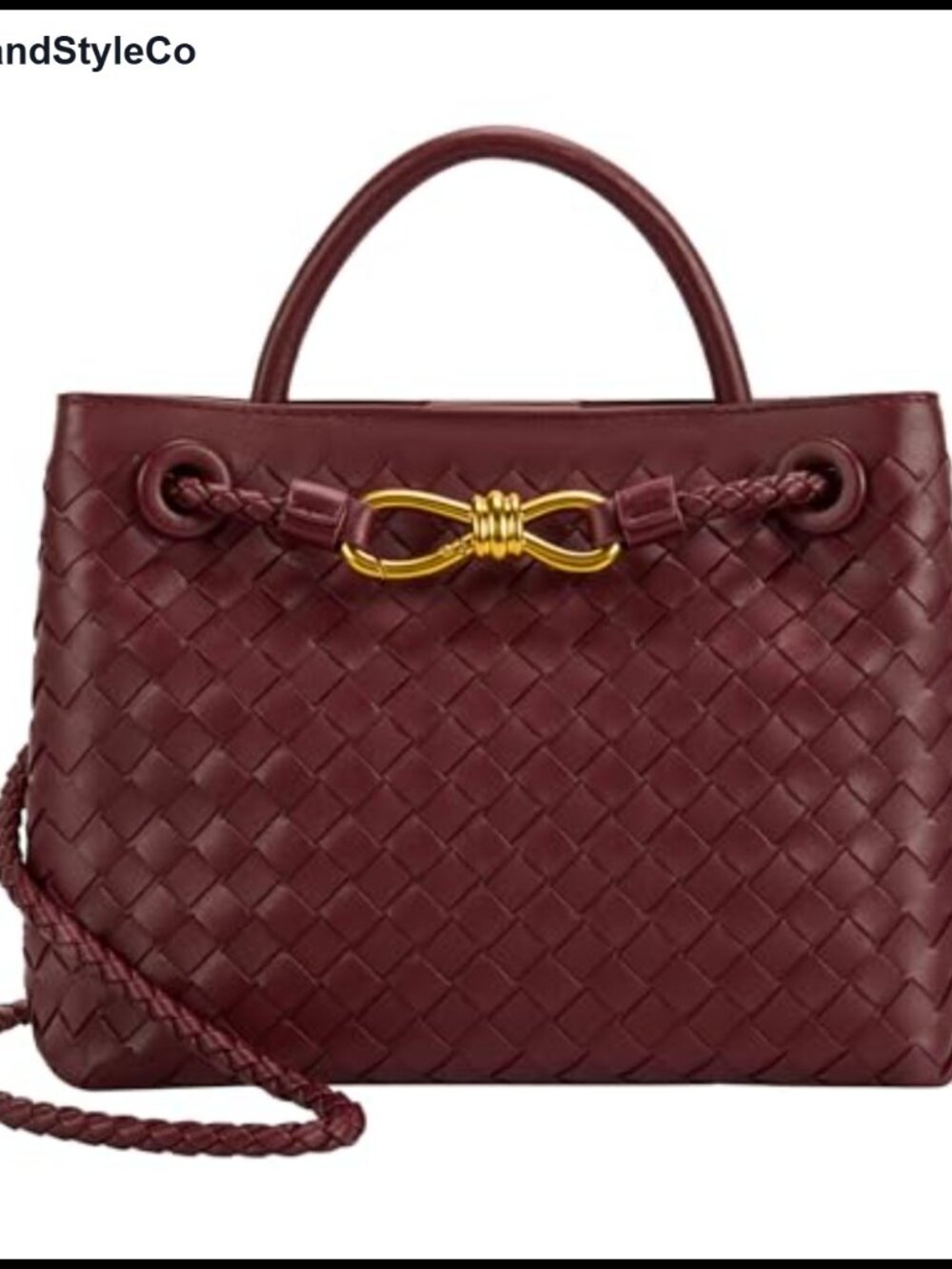 Faux Leather Woven Tote Women Top Handle Handbag Shoulder Purse